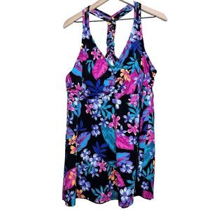 Swimsuit For All Women One‎ Piece Dress 24 Black Plus Colorful Paradise Floral